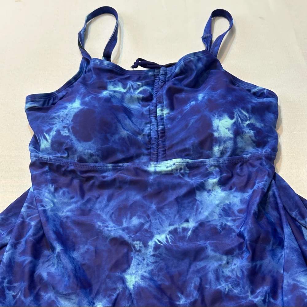 Hanna Nikole Blue Tie Dye Tankini Set Size 16W NWT - Picture 2 of 16